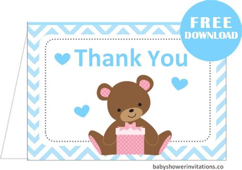 Free Baby Shower Thank You Cards Templates Printables Baby Shower