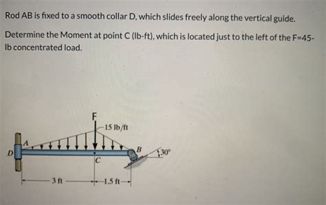 Solved Rod AB Is Fixed To A Smooth Collar D Which Slides Chegg