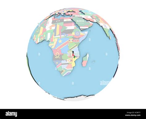 Malawi On Political Globe With Embedded Flags D Illustration Isolated