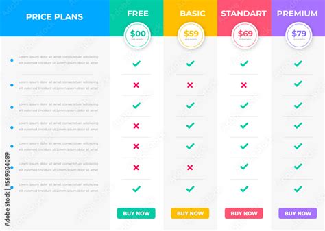 Vetor De Pricing Table And Pricing Chart Price List Vector Template For