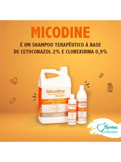 MICODINE 1 LITRO SHAMPOO SYNTEC Anti Fungos e Bactérias para Cães e