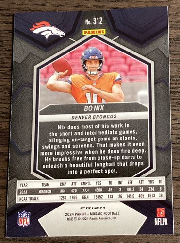 Panini Mosaic Bo Nix Rookie Silver Mosaic Denver Broncos Ebay