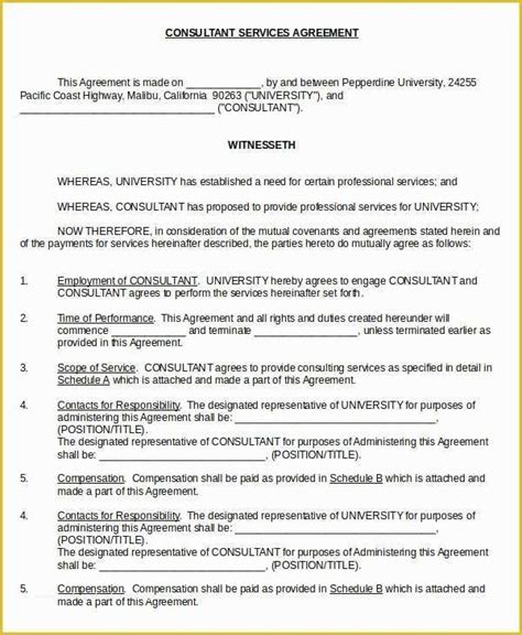 Consulting Agreement Template Free Of Consulting Agreement Free Word