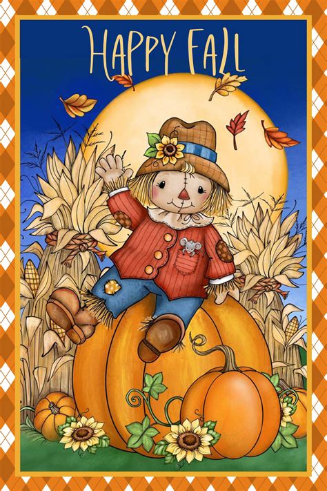 8X12 Happy Fall Scarecrow Sign | Fall drawings, Fall scarecrows ...