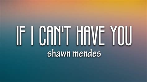 Shawn Mendes If I Cant Have You Lyrics Youtube