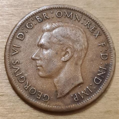 1943 Australia King George VI Half Penny Coin Hobbies Toys