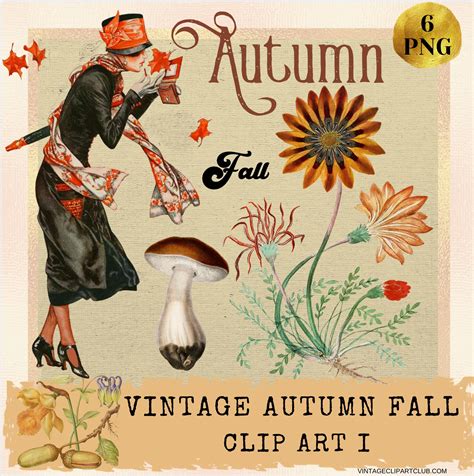 Vintage Autumn Fall Clip Art I Clipart Digital Images - Etsy