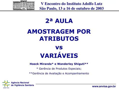 Ppt Aula Amostragem Por Atributos Vs Vari Veis Hoeck Miranda E