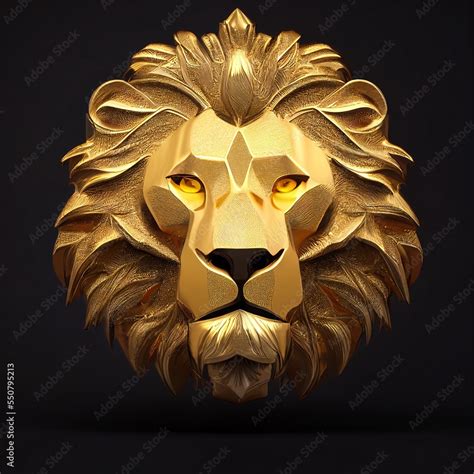 Gold Lion Logo Isolated On Clean Dark Black Background Symbol