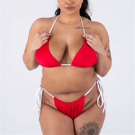 Red White String Bikini Set Classic Triangle Depop