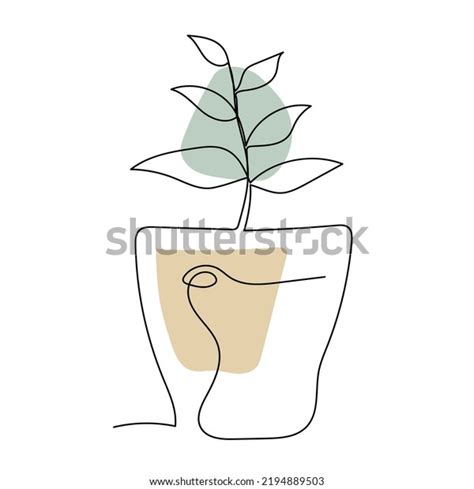 Plant Pot Line Art Contour Drawing Stock Vector (Royalty Free) 2194889503 | Shutterstock