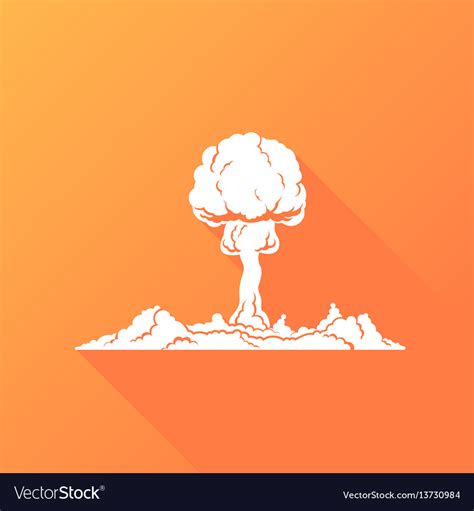 Nuclear Explosion White Silhouette Concept Vector Image