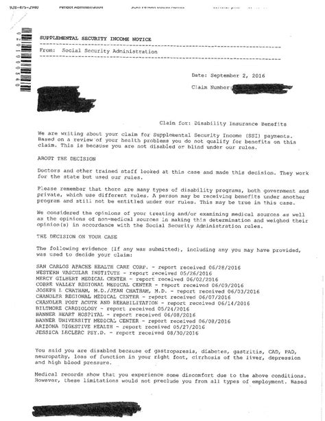 Sample Appeal Letter Disability Denial Notification