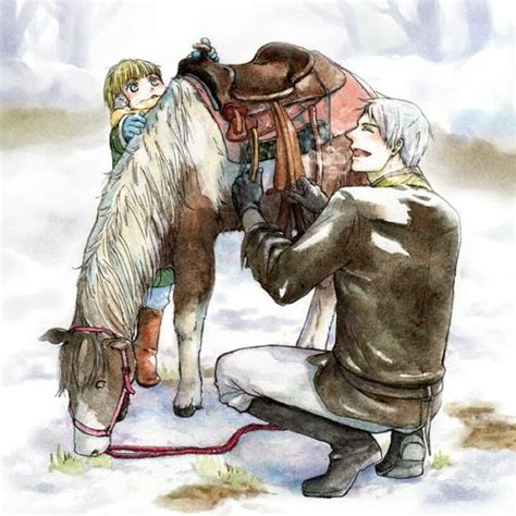 Hetalia_Prussia teaching young Germany how to ride a horse (well, more ...
