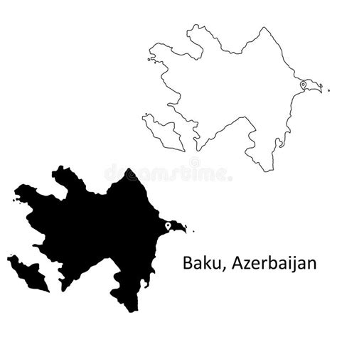 Azerbaijan Country Map Black Silhouette And Outline Isolated On White