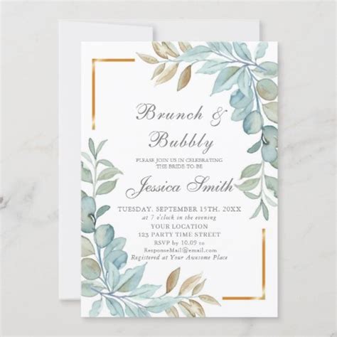 Watercolor Brunch And Bubbly Invitation Zazzle