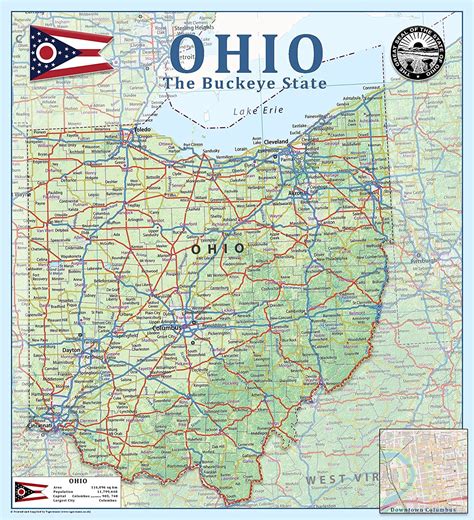 Amazon Ohio State Physical Poster Map X Inches