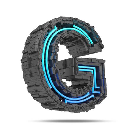 3d Spaceship Alphabet With Neon Light Effect 3d Rendering 24912056 PNG