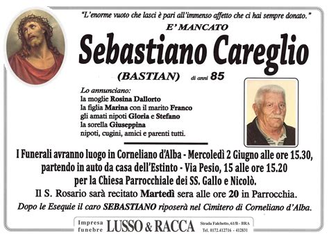 Necrologio Sebastiano Careglio MemoriesBooks It