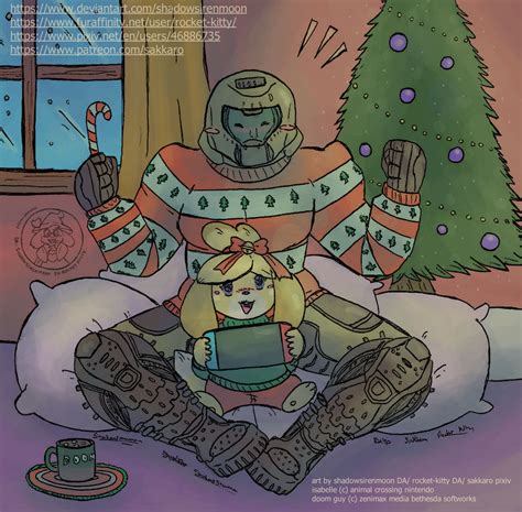 Doomguy And Isabelle Holiday By Shadowsirenmoon On Deviantart