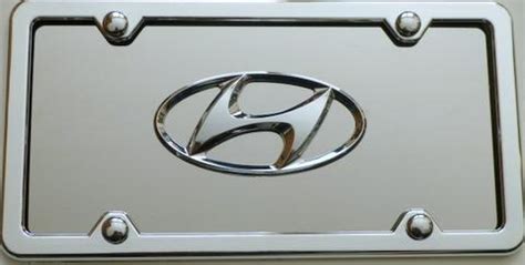 Find Hyundai D Chrome Emblem On Stainless Steel License Plate With