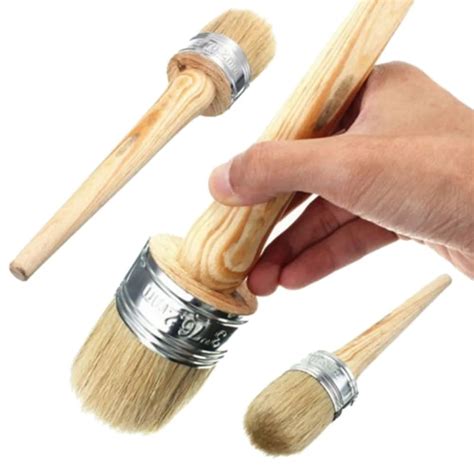 1pc Wooden Handle Painting Wax Brushes 185mm Long Round Bristle Chalk