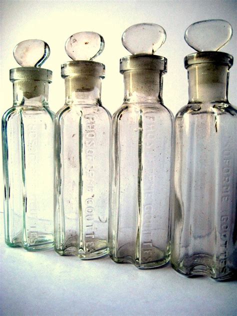 Antique Pharmacy Bottles Vintage French Apothecary Jar Glass