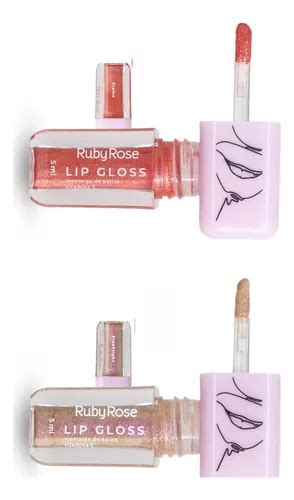 Kit Lip Gloss Labial Hidratante Brilho Glitter Ruby Rose Parcelamento