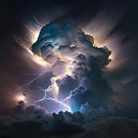 Premium Photo A Lightning Bolt Is Visible Above A Cloud Of Lightning