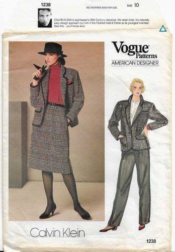 Vogue 1238 Calvin Klein Suit Jacket Skirt Pants UNCUT Sewing Pattern