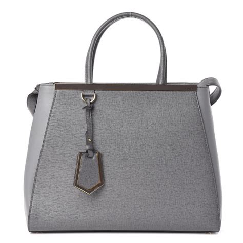 Fendi Vitello Elite Flamingo Regular 2jours Tote Grigio Grigio Chiaro