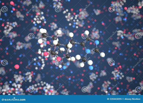 Molecule Of Pilocarpine Molecular Model Conceptual 3d Rendering Stock