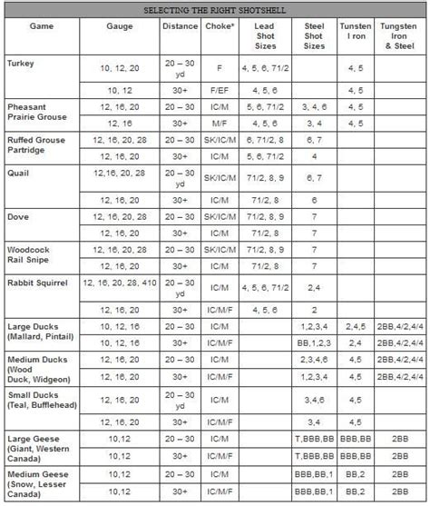 Browning Choke Tube Chart