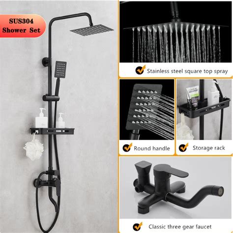 Jual Sus In Paket Shower Tiang Stainless Hitam Set Shower Panas