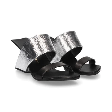 UNITED NUDE Sandalias cuña de Mujer LOOP HI NEGRO PLATA