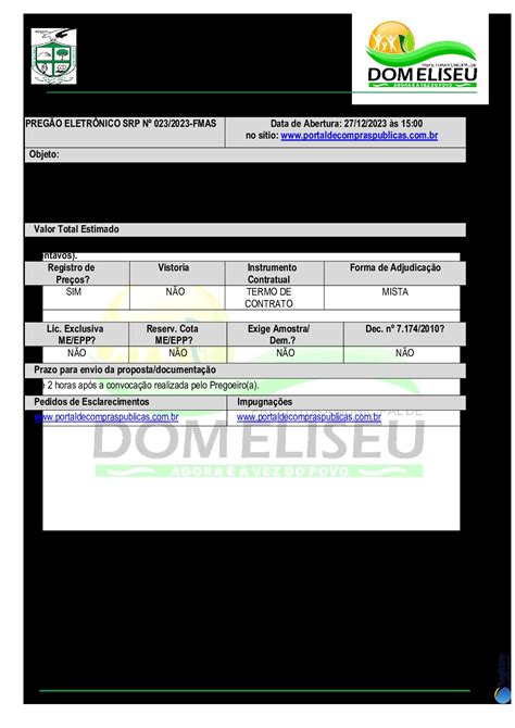 EDITAL PREGÃO ELETRÔNICO SRP 023 2023 FMAS URNAS MORTUÁRIAS Assinado