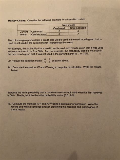 Solved Markov Chains Consider The Following Example For A Chegg