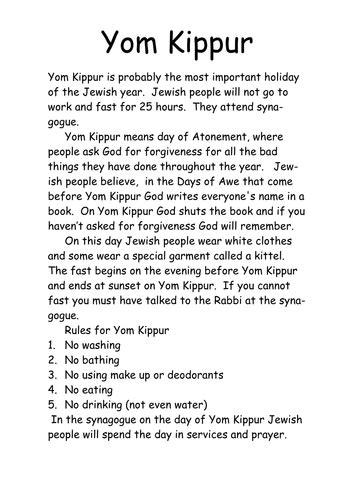 Yom Kippur | Teaching Resources