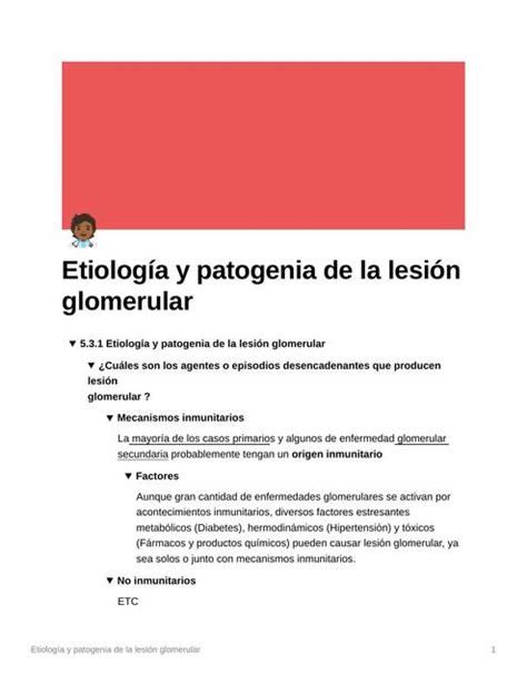 Etiología y patogenia de la lesión glomerular ESPM MEDICINA uDocz