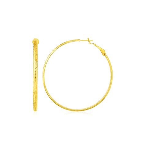 14k Yellow Gold Large Textured Round Hoop Earrings Michaels