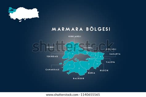 Map Turkey Marmara Region Turkish Turkiyenin Stock Vector Royalty Free