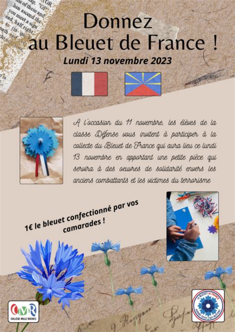 Lundi Novembre Collecte Nationale Du Bleuet De France Coll Ge