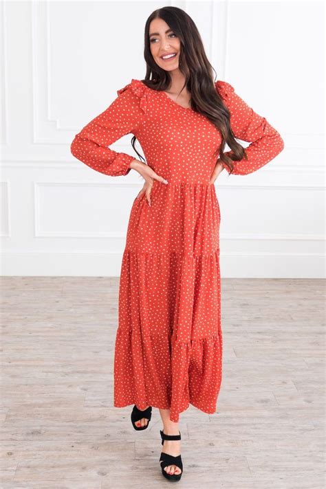 Hip Length Length Sleeve Neesees Dresses Modest Maxi Dress Tiered