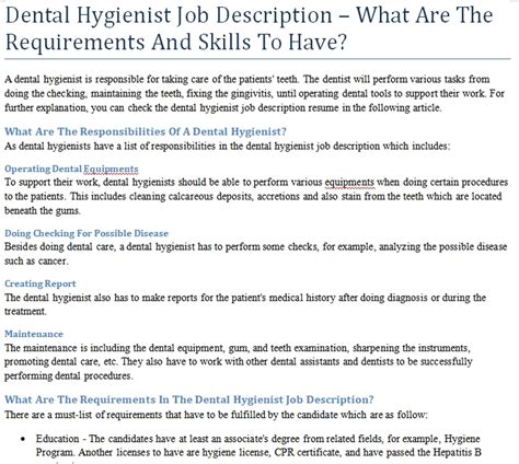 Dental Hygienist Job Description – What Are The Requirements And Skills ...