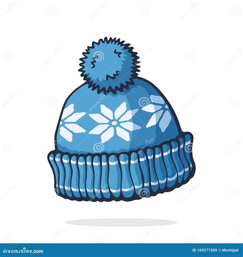 Vector Illustration Wool Winter Hat With Pompon Headdress For Cold Weather Stock Vector