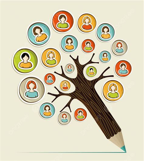 Diversity Social People Pencil Tree Graphic Teach Human Vector Graphic