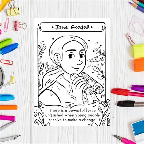 Jane Goodall Coloring Page Women In Stem Coloring Sheet Science