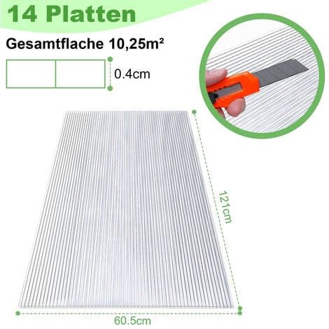 Plaque de polycarbonate creux 10 25 m² 14 unités Plaques à double paroi