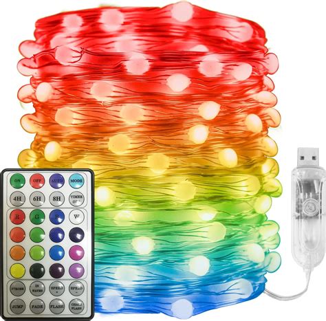 USB Color-Changing Fairy Lights, LED RGB Twinkle Lights with Timer ...