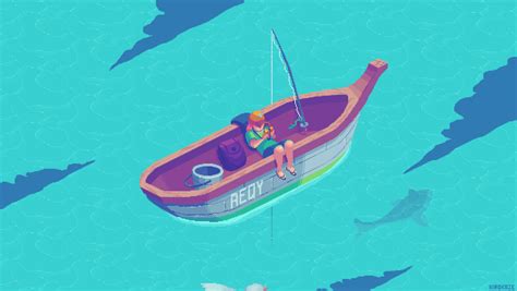 Fishing - gif animation | Pixel art, Pixel animation, Fish gif